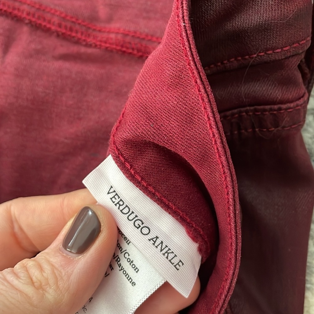 Paige Coated Denim Jeans Stretch Burgundy Verdugo Ankle VGUC 31 - Picture 6 of 8